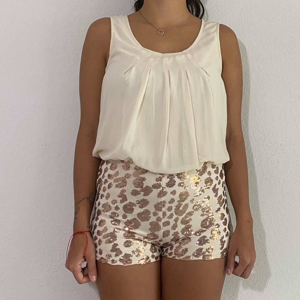 Beige and chrome romper
